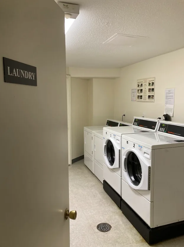 Shared laundry room in an apartment building